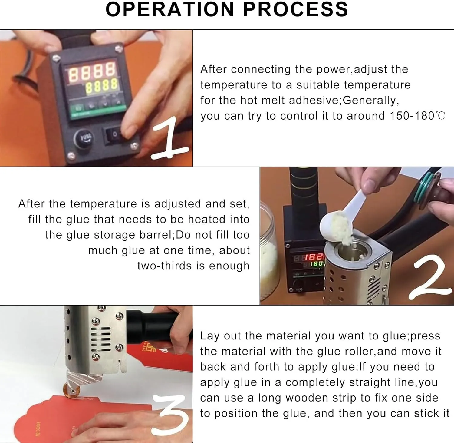 Hand Push Handbag Glue Rolling Machine 50 ml,Household? Digital Display Envelope Glue Dispensing Device,for DIY Crafts/Packaging/Leather (8mm 110V)