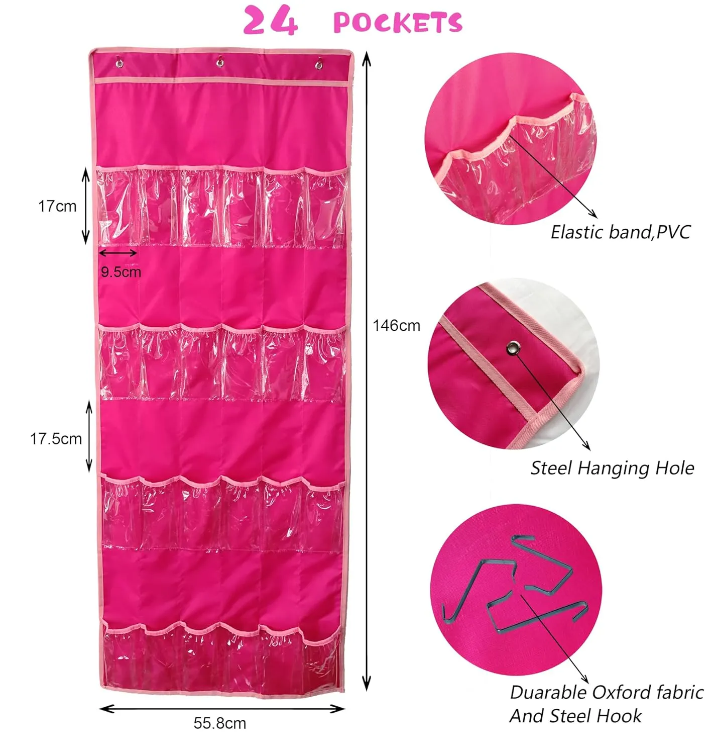Hanging Over Door Toy Storage Organizer (24 Pockets), Compatible with LOL OMG Dolls Surprise Doll (Toys Not Included), (57.5''x22'')