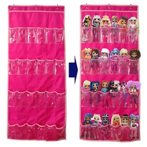 Hanging Over Door Toy Storage Organizer (24 Pockets), Compatible with LOL OMG Dolls Surprise Doll (Toys Not Included), (57.5''x22'')