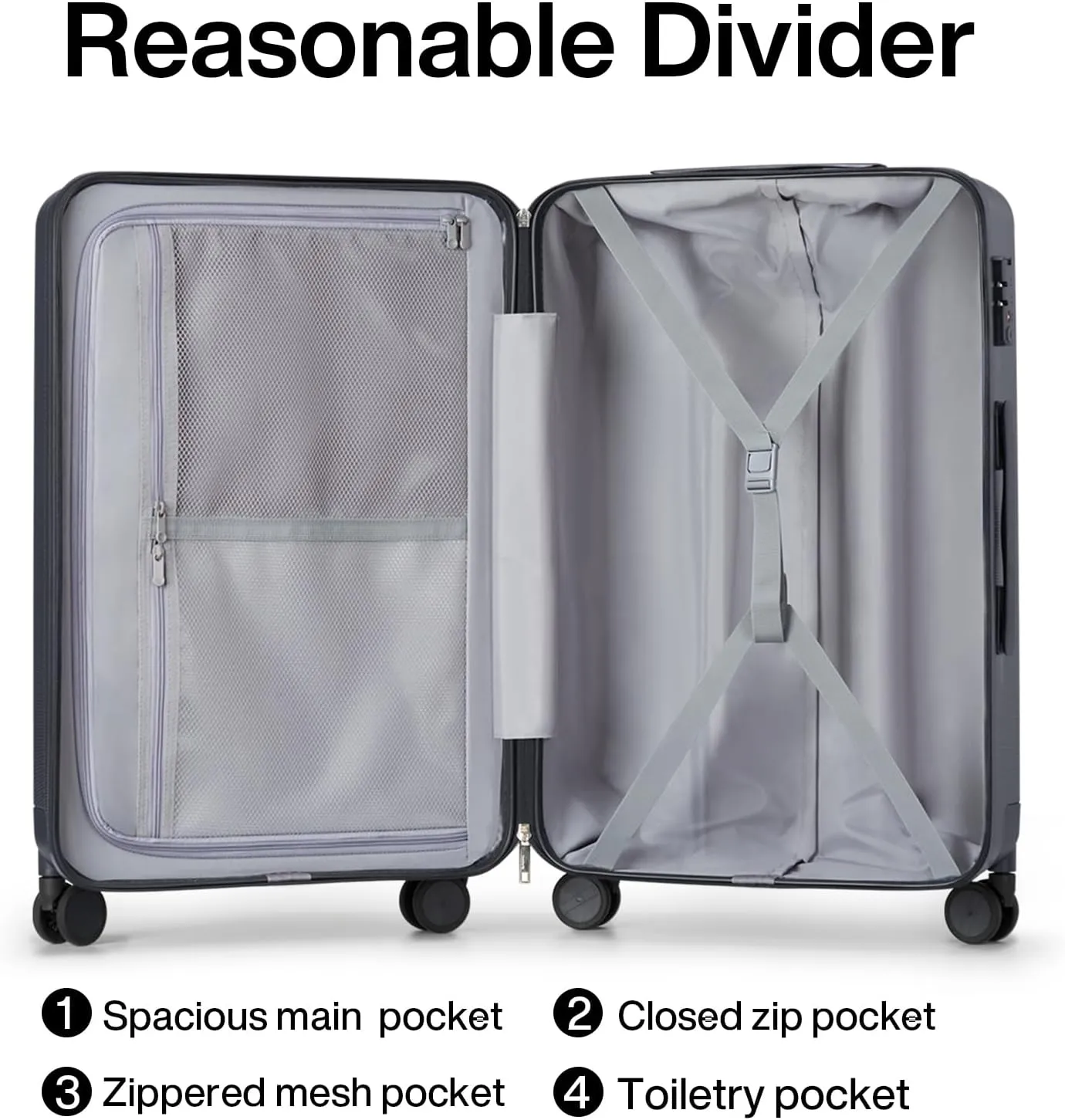 Hanke 20 Inch Carry On Luggage 22x14x9 Airline Approved Lightweight PC Hard Shell Suitcases with Wheels Travel Luggage Rolling Suitcase Travel Luggage Bag for Weekender(Graphite Grey)