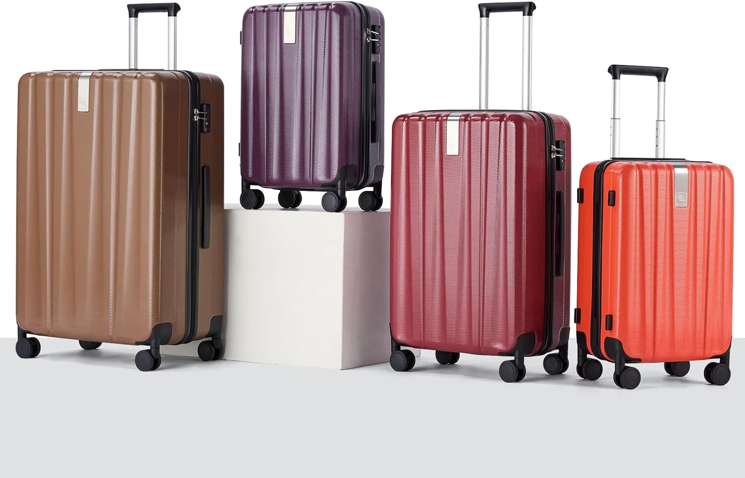 Hanke 29 Inch Expandable Checked Luggage Lightweight PC Hard Shell Luggage Suitcases with Wheels Tsa Luggage Rolling Large Suitcase Travel Luggage Bag for Study Abroad(Burgundy)