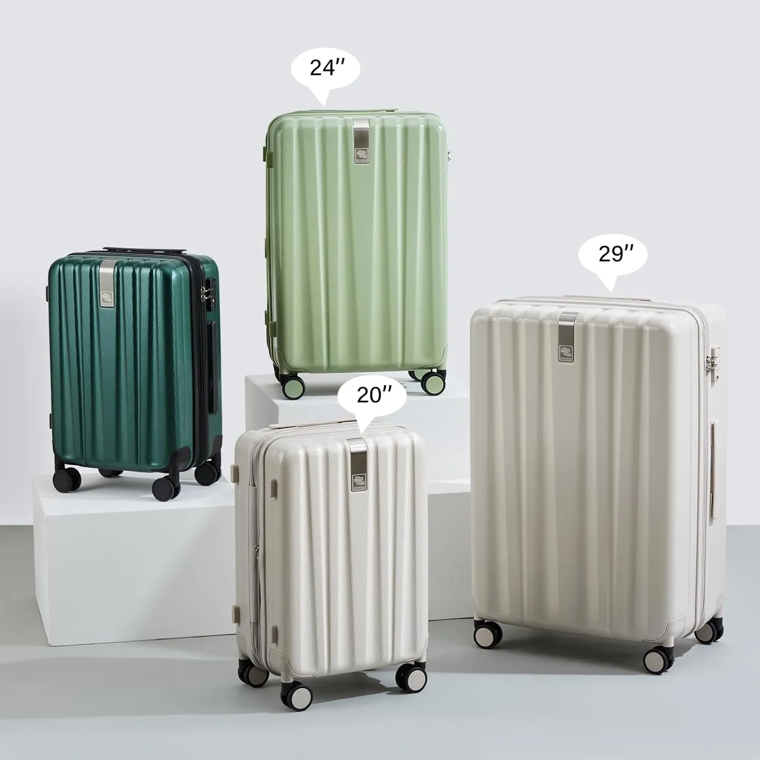 Hanke Expandable Hard Shell Luggage Sets 2 piece Carry on Luggage with Wheels Suitcases Lightweight Checked Travel Luggage Rolling Large Suitcase Travel Luggage Bag Woman Men 20/29 IN(Blackish Green)