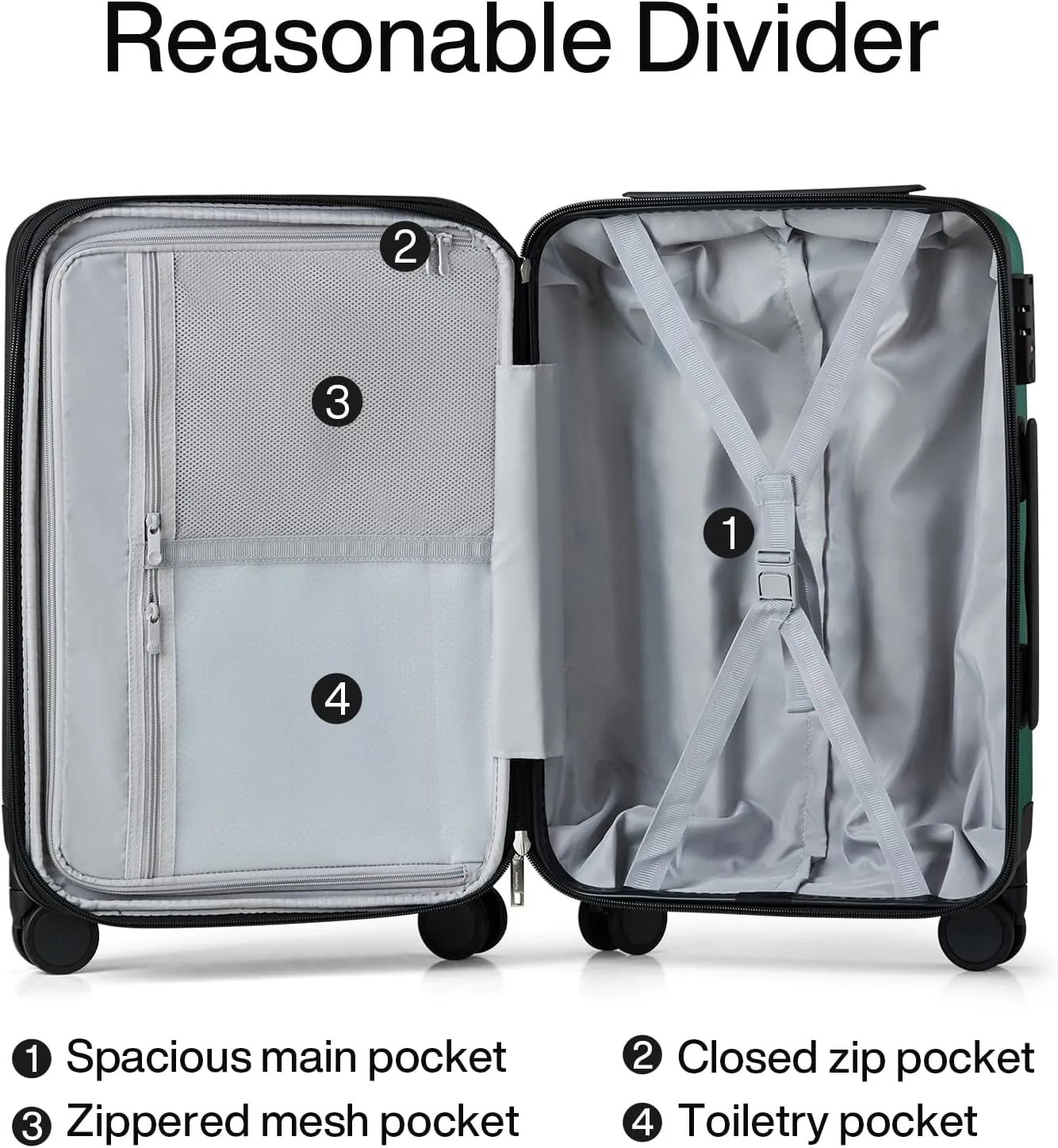 Hanke Expandable Hard Shell Luggage Sets 2 piece Carry on Luggage with Wheels Suitcases Lightweight Checked Travel Luggage Rolling Large Suitcase Travel Luggage Bag Woman Men 20/29 IN(Blackish Green)