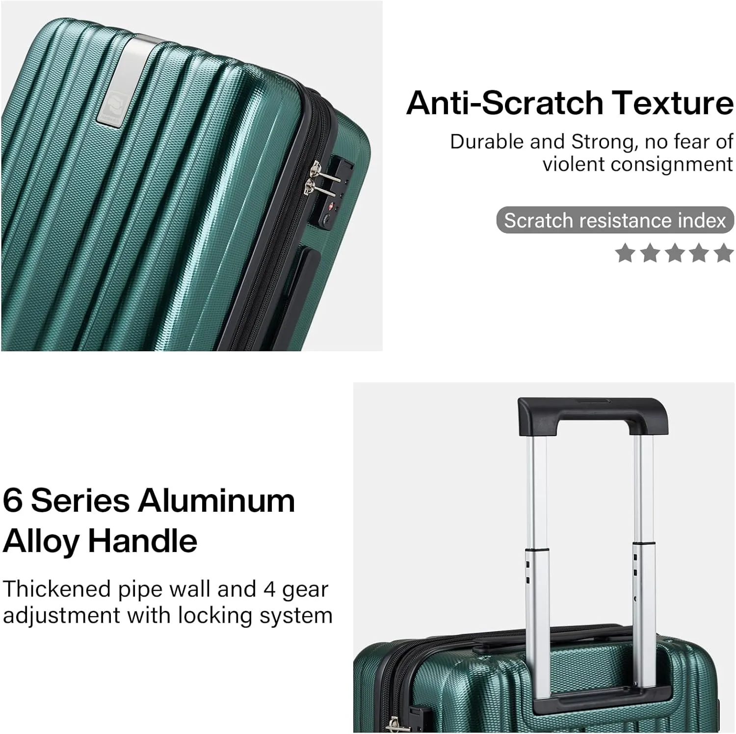 Hanke Expandable Hard Shell Luggage Sets 2 piece Carry on Luggage with Wheels Suitcases Lightweight Checked Travel Luggage Rolling Large Suitcase Travel Luggage Bag Woman Men 20/29 IN(Blackish Green)