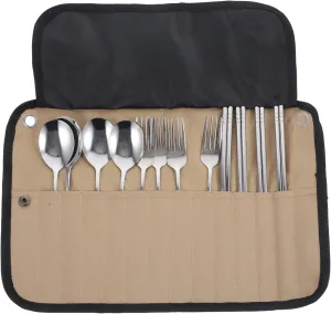 Happyyami 1 Set Camping Tableware Set Organizer Picnic Utensils Bag Camper Accessories Outdoor Supplies
