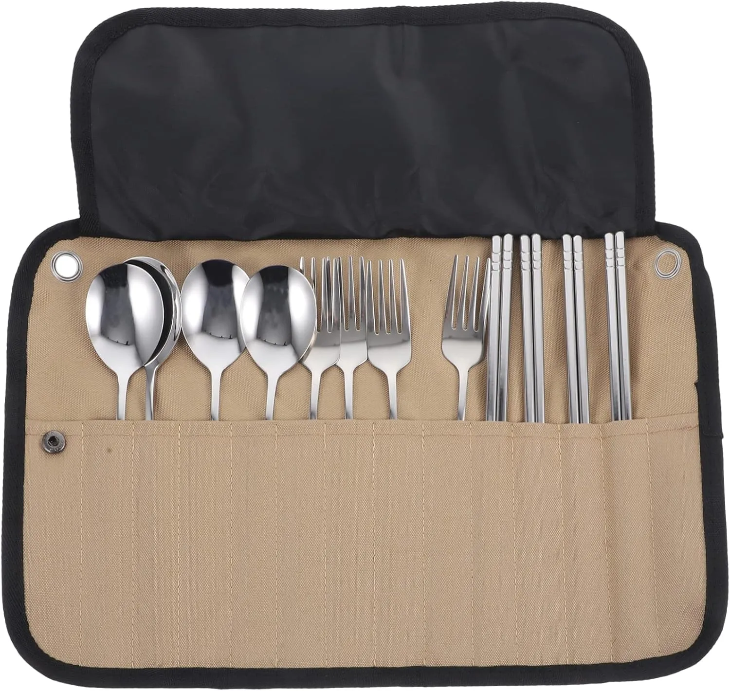 Happyyami 1 Set Camping Tableware Set Organizer Picnic Utensils Bag Camper Accessories Outdoor Supplies