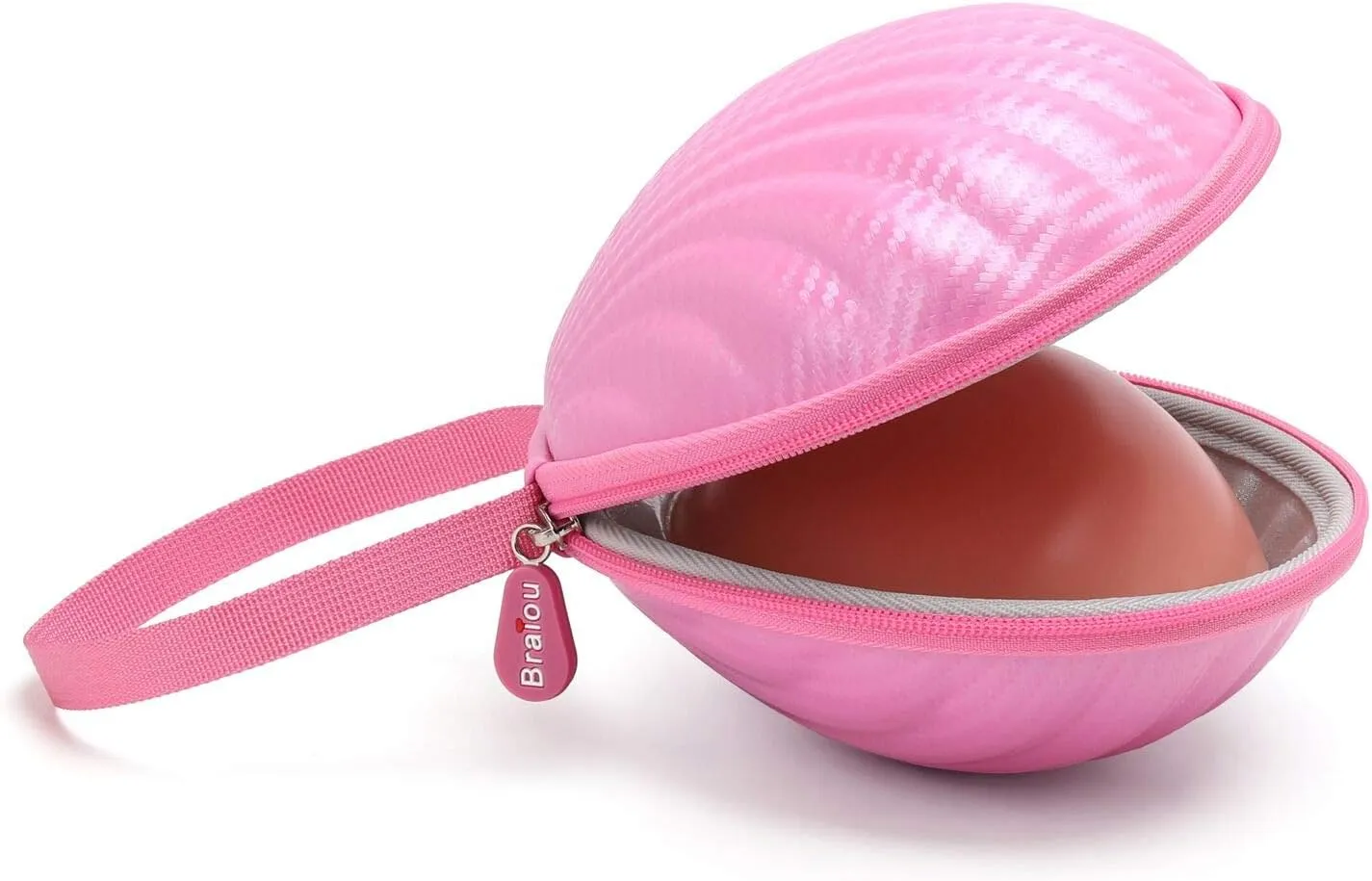 Hard Shell Travel Case for Silicone Bras [A-C Cup] Premium Nubra Organizer Portable Lingerie Underwear Storage Bag (Pink)