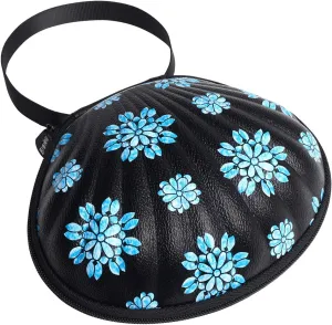 Hard Travel Case for Silicone Bras [A-C Cup] Premium Nubra Organizer Portable Lingerie Underwear Storage Bag (Blue Flower)