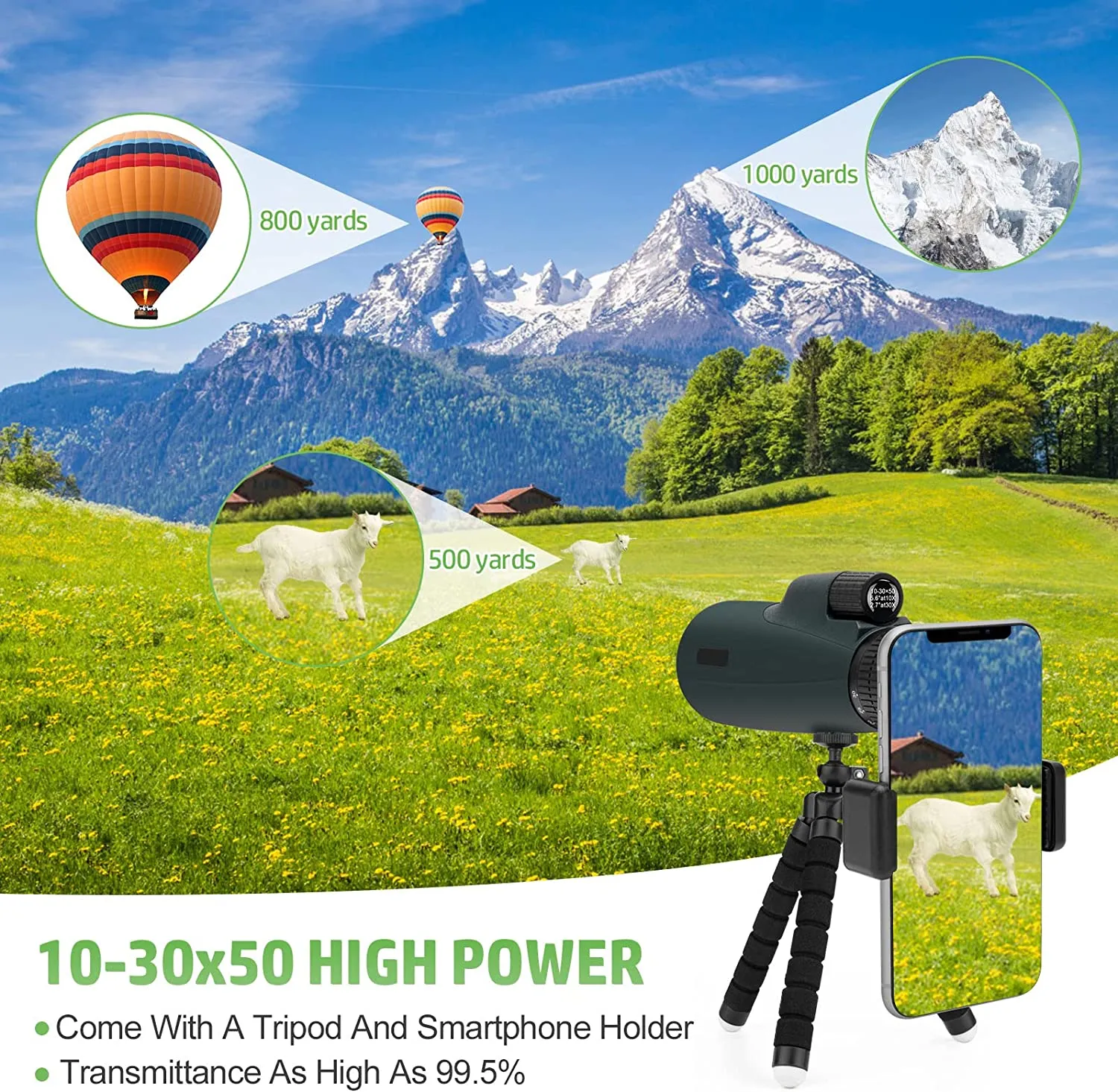 Harnestle Monocular Telescope, 16x52 Zoom Scope Monoculars for Adults Kids Waterproof Compact Monocular for Bird Watching Camping