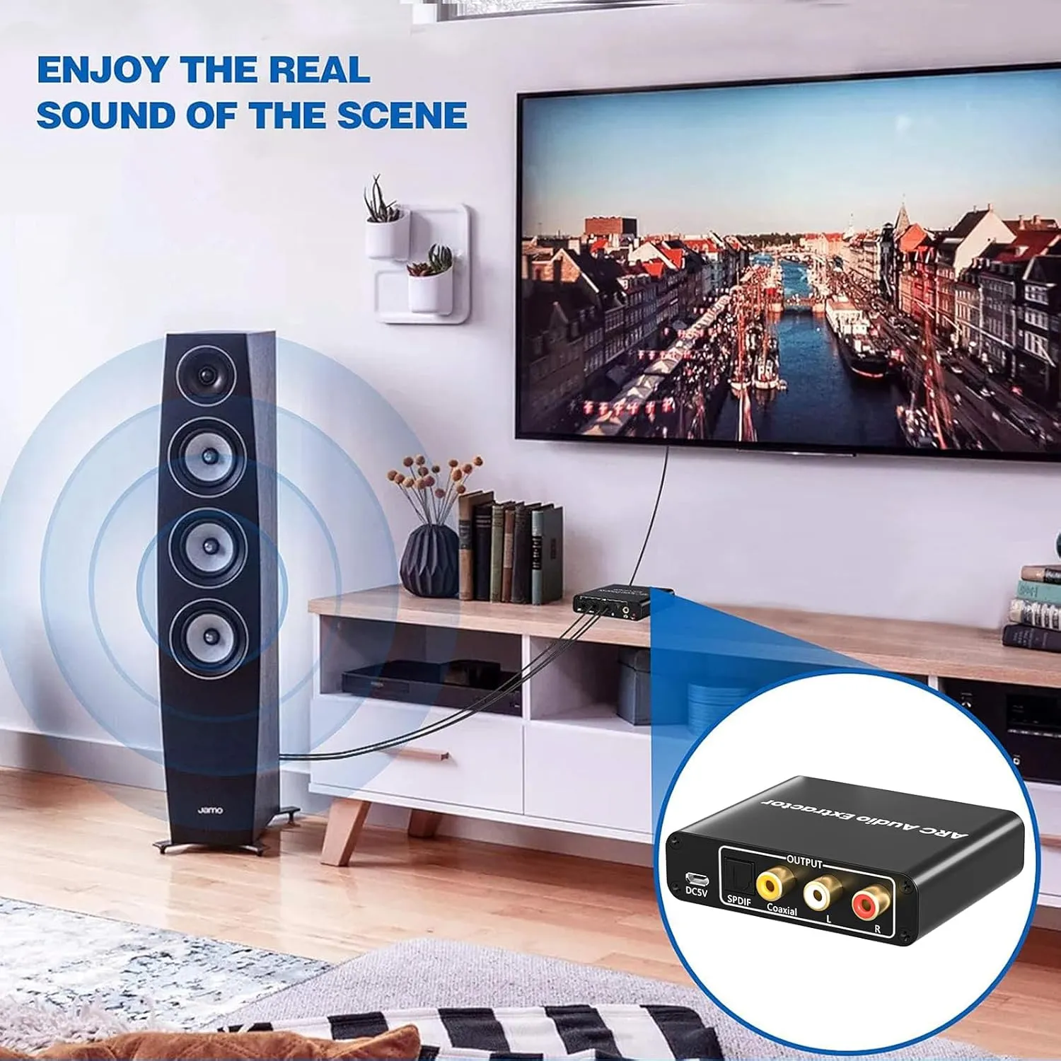HDMI ARC Adapter, ARC Audio Extractor with Digital Optical TOSLINK SPDIF/Coaxial and Analog 3.5mm L/R Stereo HDMI ARC to RCA Audio Converter Compatible with HDTV Soundbar Amplifier