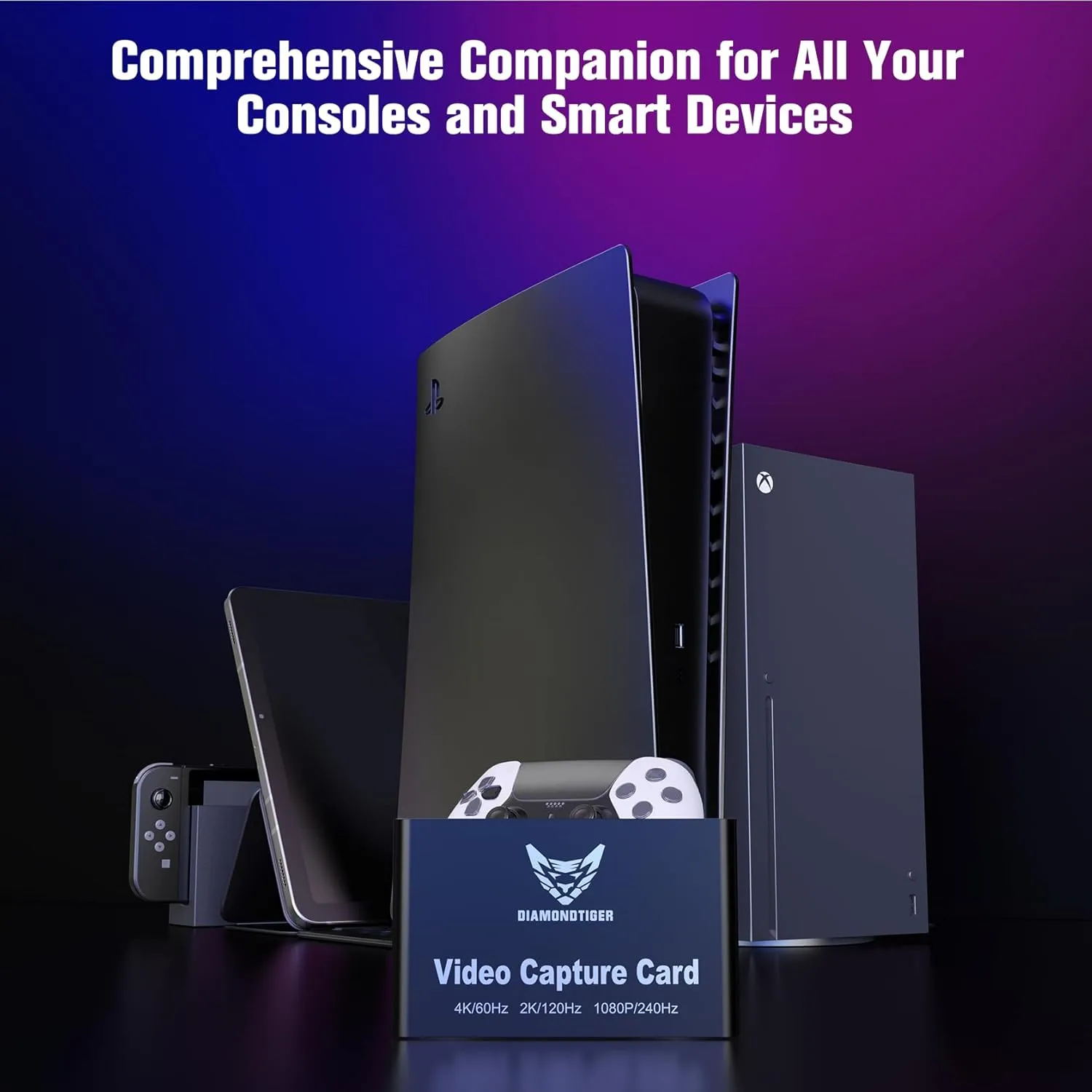 HDMI Capture Card for Streaming and Recording - 4K@60HZ, 1080P@240HZ,HDR VRR Passthrough Near-Zero Latency Video Capture Card for PS5, Xbox Series X/S, Nintendo in OBS™, Twitch,YouTube