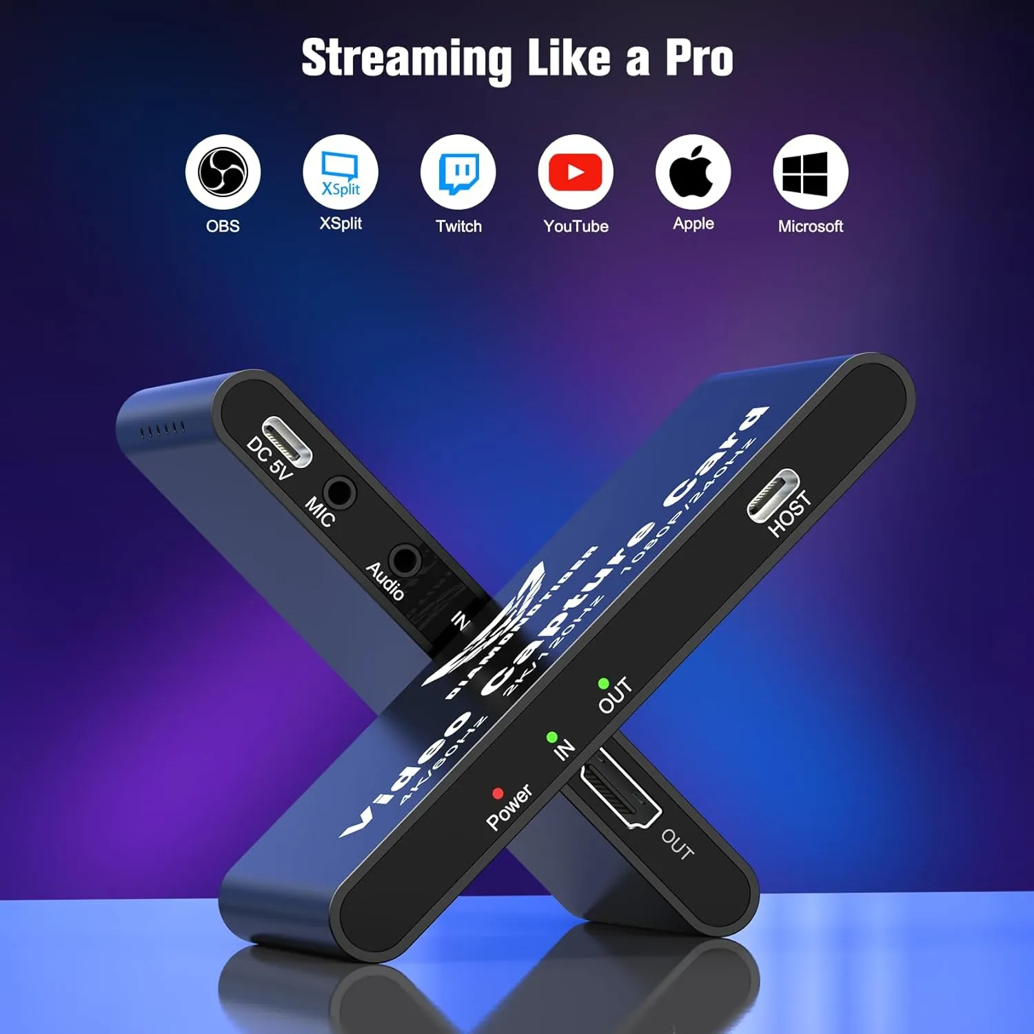 HDMI Capture Card for Streaming and Recording - 4K@60HZ, 1080P@240HZ,HDR VRR Passthrough Near-Zero Latency Video Capture Card for PS5, Xbox Series X/S, Nintendo in OBS™, Twitch,YouTube