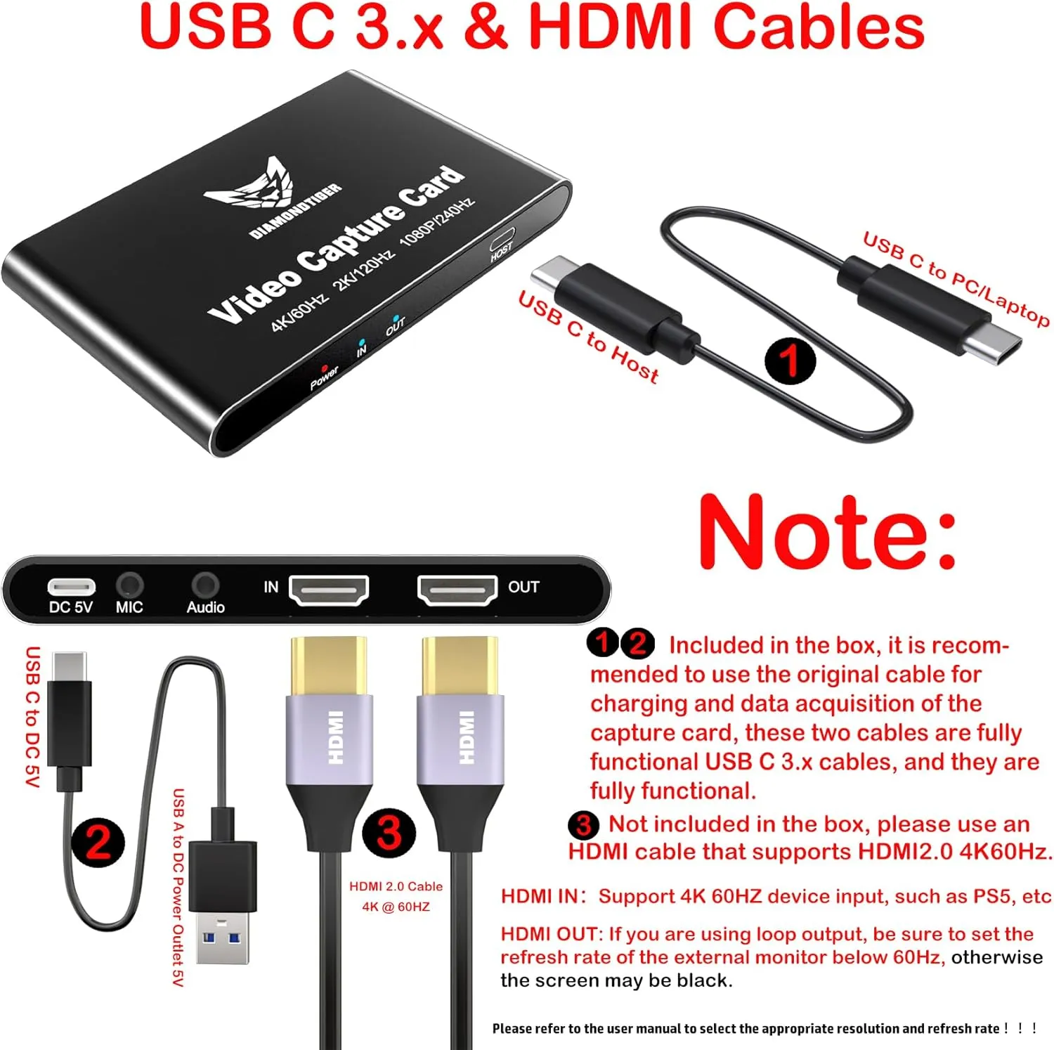 HDMI Capture Card for Streaming and Recording - 4K@60HZ, 1080P@240HZ,HDR VRR Passthrough Near-Zero Latency Video Capture Card for PS5, Xbox Series X/S, Nintendo in OBS™, Twitch,YouTube