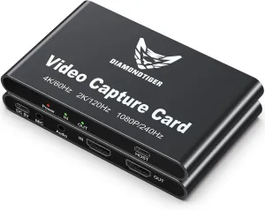 HDMI Capture Card for Streaming and Recording - 4K@60HZ, 1080P@240HZ,HDR VRR Passthrough Near-Zero Latency Video Capture Card for PS5, Xbox Series X/S, Nintendo in OBS™, Twitch,YouTube