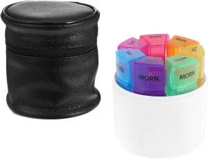 Healifty Portable Large Pill/pm Segments Medicine Organizer Pu Bag for Travel and Business