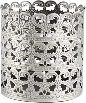 Heart Patterned Vintage Hairbrush Holder Antique Make up Brush Holder Makeup Vanity Organizer (Tin (Matt Gray), Large)
