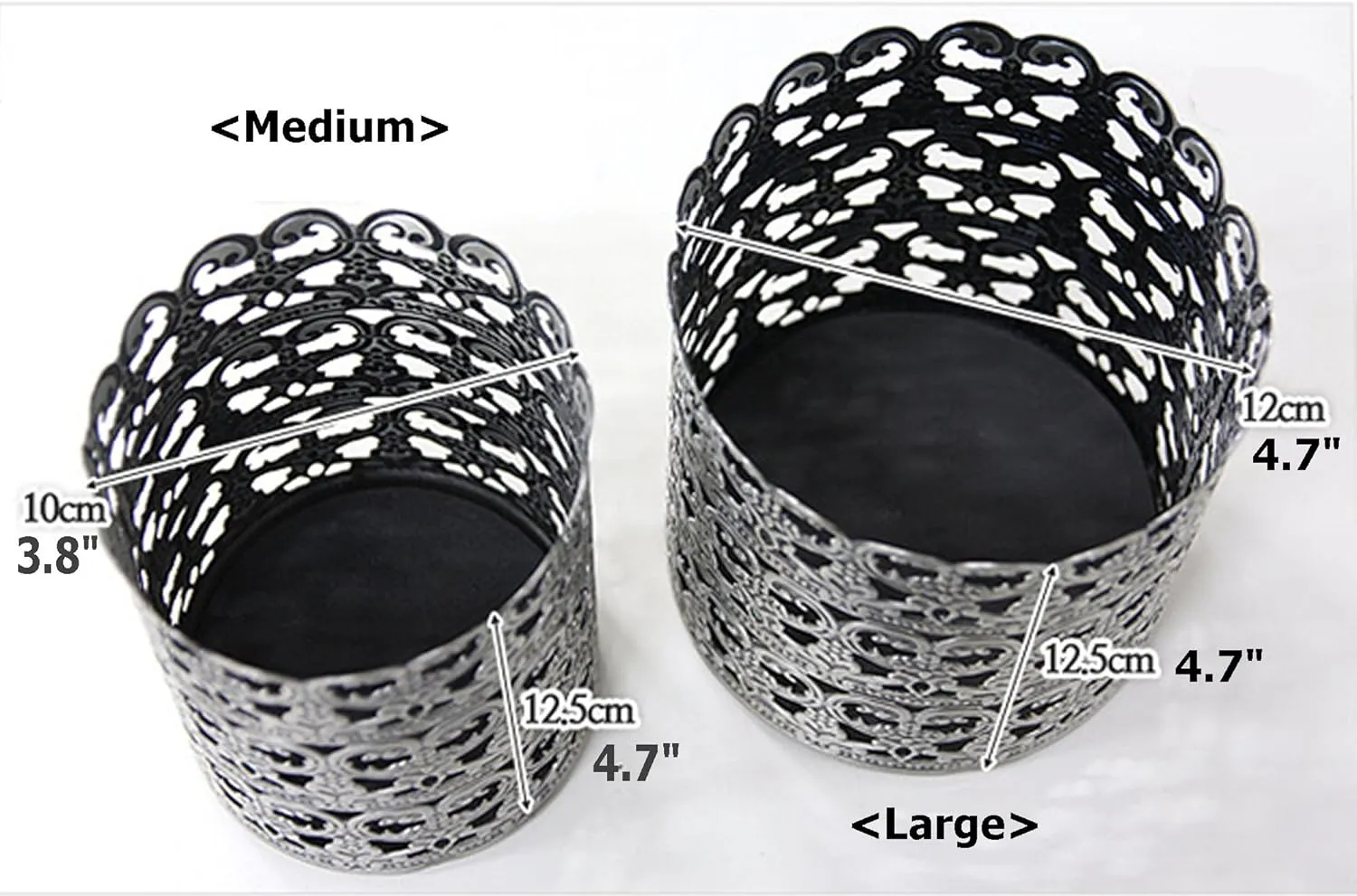 Heart Patterned Vintage Hairbrush Holder Antique Make up Brush Holder Makeup Vanity Organizer (Tin (Matt Gray), Large)