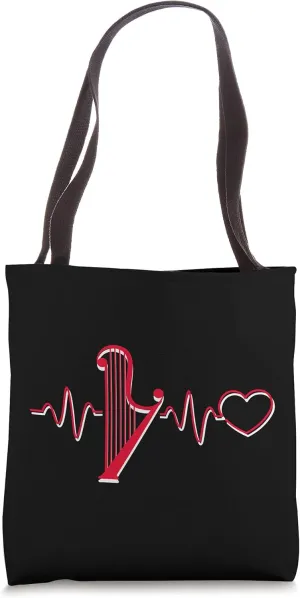 Heartbeat Pulse Harp Orchestra Concert Gig Rhythm Tone Music Tote Bag
