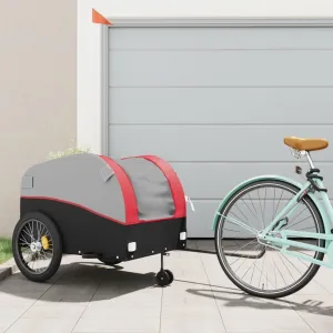Heavy-Duty Bike Trailer for Easy Transport, Load Capacity 99.2 lb, Iron Frame, Red and Black Design