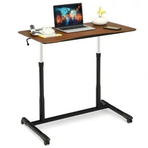 Height Adjustable Computer Desk Sit to Stand Rolling Notebook Table-Brown - Colo