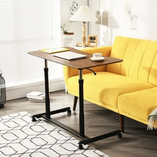 Height Adjustable Computer Desk Sit to Stand Rolling Notebook Table-Brown - Colo