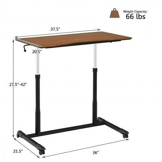 Height Adjustable Computer Desk Sit to Stand Rolling Notebook Table-Brown - Colo