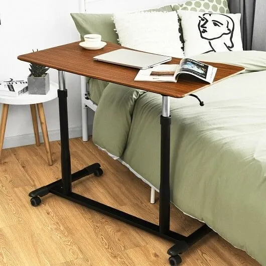 Height Adjustable Computer Desk Sit to Stand Rolling Notebook Table-Brown - Colo