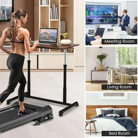 Height Adjustable Computer Desk Sit to Stand Rolling Notebook Table-Brown - Colo