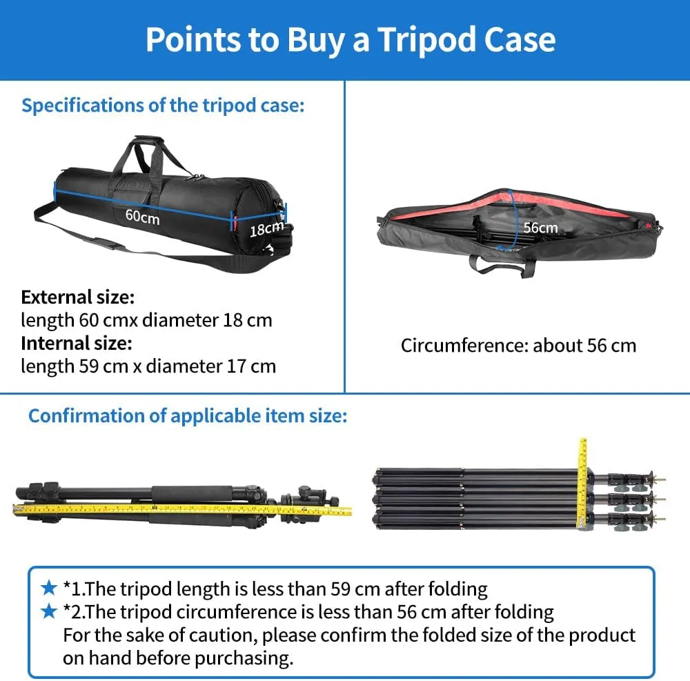 HEMMOTOP Tripod Bag, 25.6x7x7in Tripod Carrying Case Heavy Duty with Two Zippered Pockets, All Thick Padded Light Stand Bag with Shoulder Straps and Handles for Pool Cue, Speaker Stand, Mic Stand