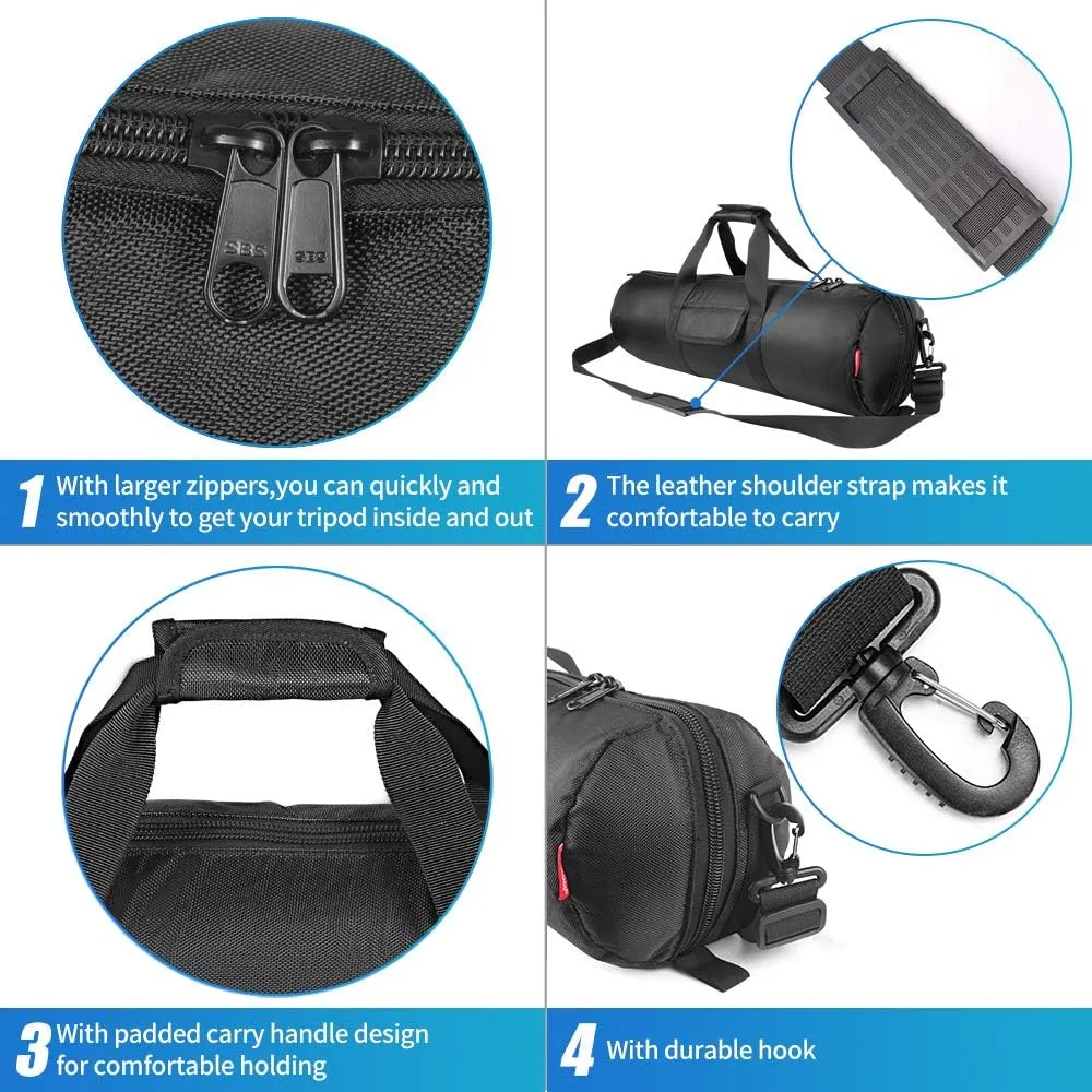 HEMMOTOP Tripod Bag, 25.6x7x7in Tripod Carrying Case Heavy Duty with Two Zippered Pockets, All Thick Padded Light Stand Bag with Shoulder Straps and Handles for Pool Cue, Speaker Stand, Mic Stand