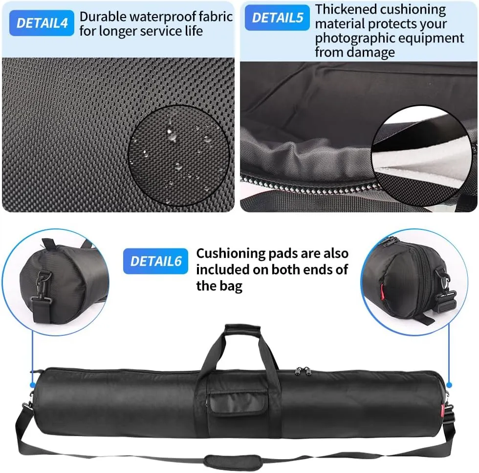 HEMMOTOP Tripod Bag, 47x8.3x8.3 in All Thick Padded Tripod Carrying Case with Shoulder Straps and Handles, Heavy Duty Light Stand Bag with Two Zippered Pockets for Pool Cue, Speaker Stand