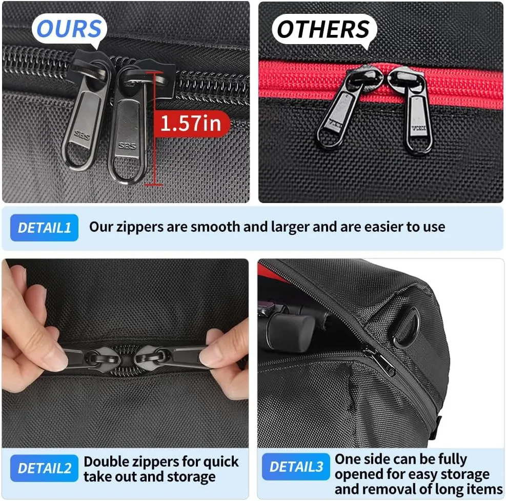 HEMMOTOP Tripod Bag, 47x8.3x8.3 in All Thick Padded Tripod Carrying Case with Shoulder Straps and Handles, Heavy Duty Light Stand Bag with Two Zippered Pockets for Pool Cue, Speaker Stand