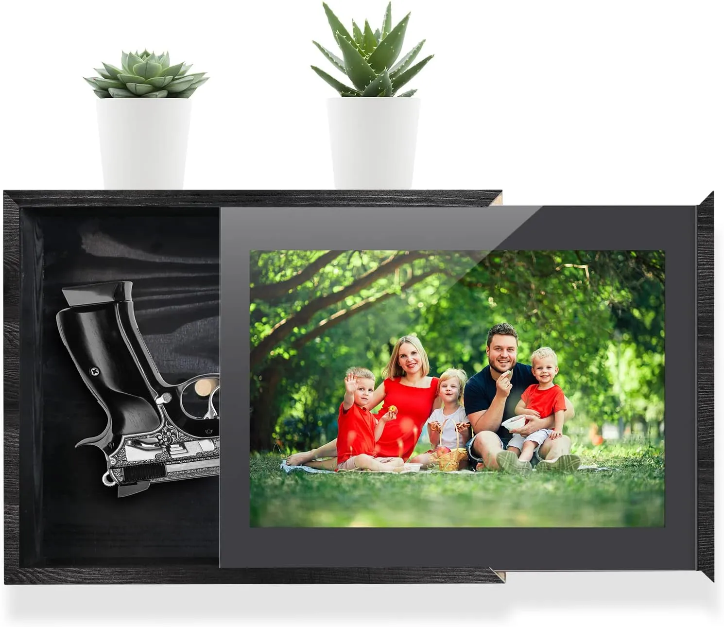 Hide Away Gun Shelf - Hidden Safe Decor, Wooden Pistol Storage Rack