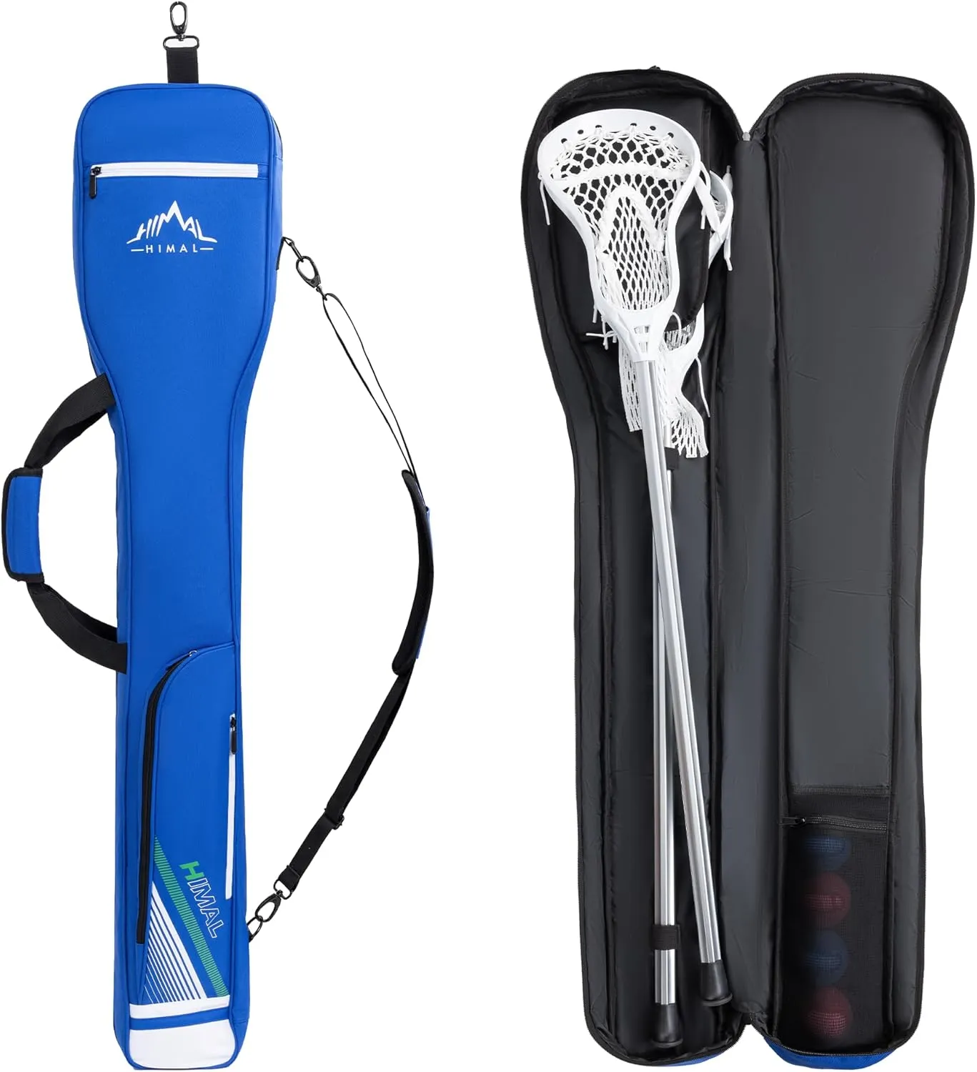 Himal Outdoors Lacrosse Stick Bag with 2 Sticks Holder, Oxford Lacrosse Bag for Men and Women, Zipper Pocket & Cooler Pouch and Padded Handle Strap