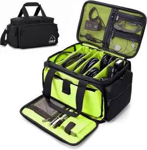 HMLIN DJ Case, DJ Cable File Bag with Detachable Padded Bottom and Dividers, Travel Music Bag for Professional DJ Gear, Sound Equipment and Accessories Green 2024