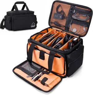 HMLIN DJ Gig Bag, DJ Cable File Bag with Detachable Padded Bottom and Dividers, Travel Music Bag for Professional DJ Gear, Sound Equipment Accessories Orange 2024