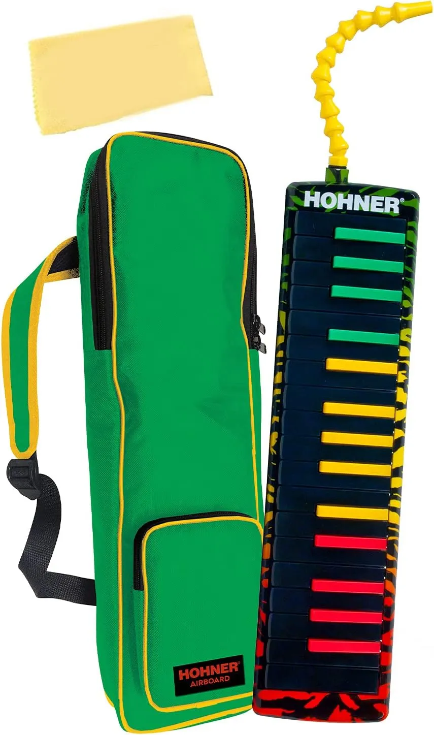 Hohner 32-Key Airboard - Rasta Print Bundle with Gig Bag and Austin Bazaar Polishing Cloth
