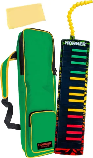 Hohner 32-Key Airboard - Rasta Print Bundle with Gig Bag and Austin Bazaar Polishing Cloth