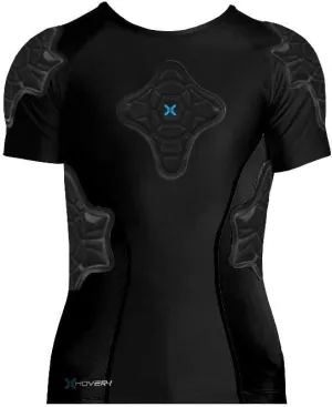 Hover-1 Men's Compression Padded T-Shirt | Protective EVA foam, Strong Hard Shell Sides and Chest Padding, Breathable Fabric, Performance Active Wear, Black, Large