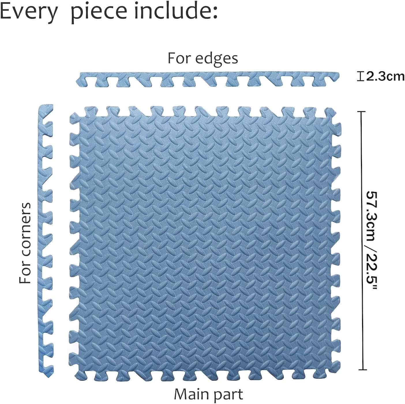 HTTMT- SkyBlue 12X(24 Sqft) Gym Floor Mat 24x24 EVA Foam Interlocking Exercise Fitness Puzzle Floor Gym Yoga Mat Workout Pad [P/N: MTET-HOME012-12PC]