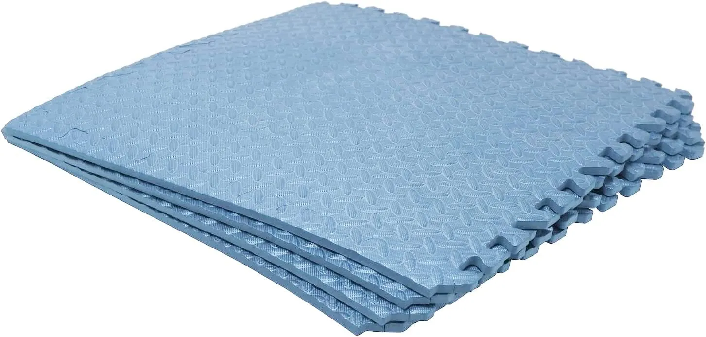 HTTMT- SkyBlue 12X(24 Sqft) Gym Floor Mat 24x24 EVA Foam Interlocking Exercise Fitness Puzzle Floor Gym Yoga Mat Workout Pad [P/N: MTET-HOME012-12PC]