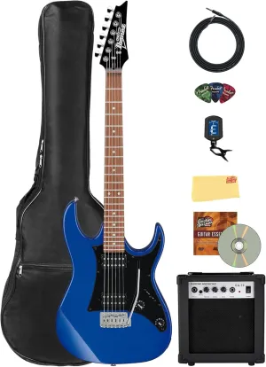 Ibanez GRX20Z RG GIO Electric Guitar - Jewel Blue Bundle with Amplifier, Gig Bag, Tuner, Instrument Cable, Picks, Austin Bazaar Instructional DVD, and Polishing Cloth
