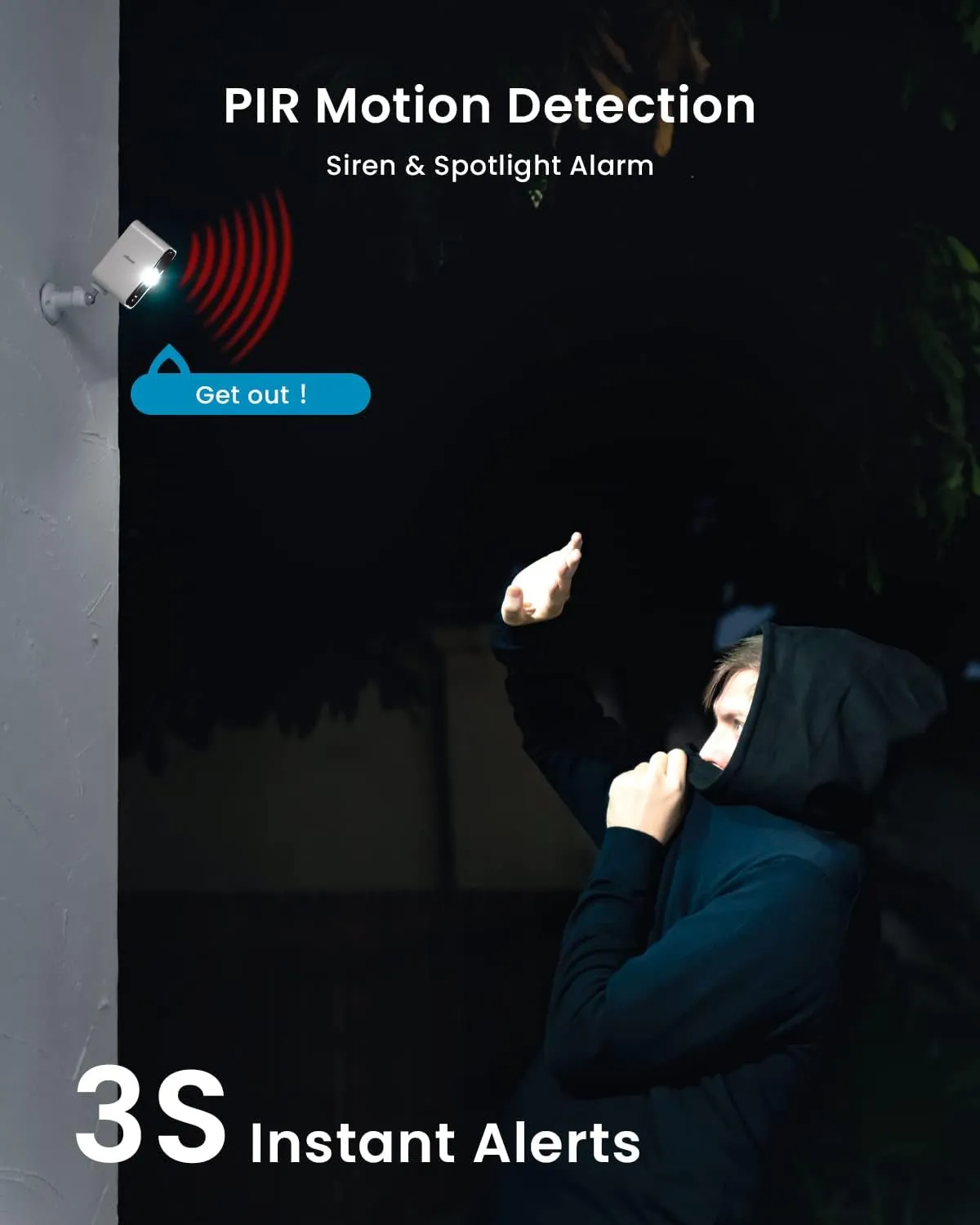 ieGeek Security Cameras Wireless Outdoor, 2K 3MP Battery Powered WiFi Security Camera with Spotlight & Siren Alarm, 2-Way Audio, Color Night Vision, AI Detection for Home Security, Works with Alexa