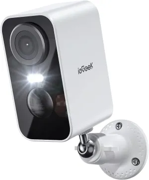 ieGeek Security Cameras Wireless Outdoor, 2K 3MP Battery Powered WiFi Security Camera with Spotlight & Siren Alarm, 2-Way Audio, Color Night Vision, AI Detection for Home Security, Works with Alexa