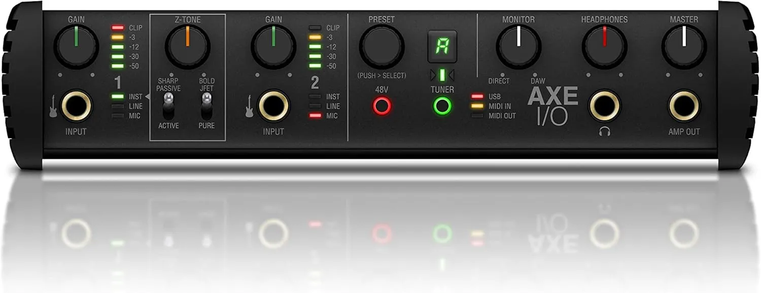 IK Multimedia AXE I/O premium 2-in 5-out 24-bit, 192 kHz USB audio interface for Mac/PC with advanced guitar tone shaping, Hi-Z re-amp out and massive AmpliTube and TONEX software bundle
