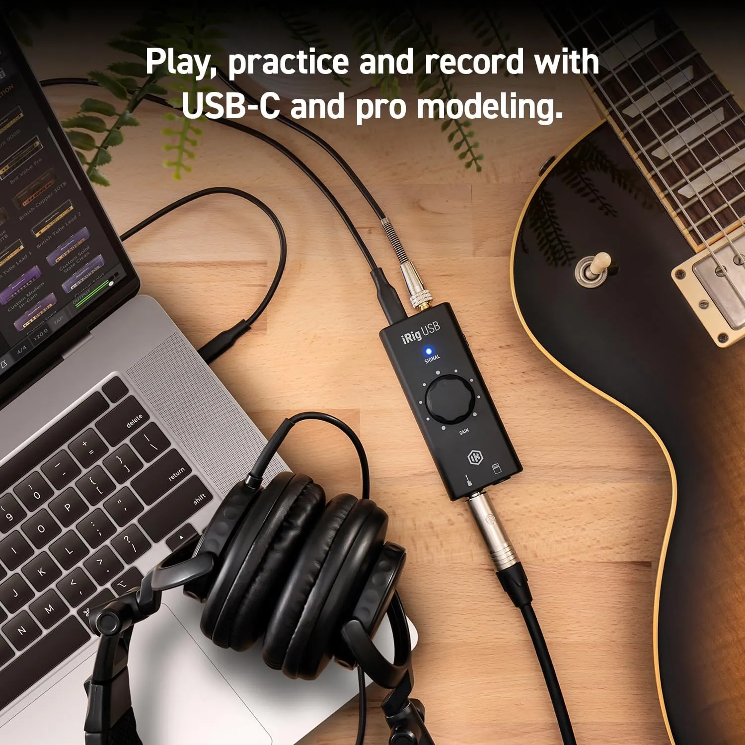 IK Multimedia iRig USB Guitar Audio Interface - 24-bit 48 kHz Music Recording Studio Equipment Include USB C Cable For iPad, Mac And PC, Guitar Accessories, Recording Device