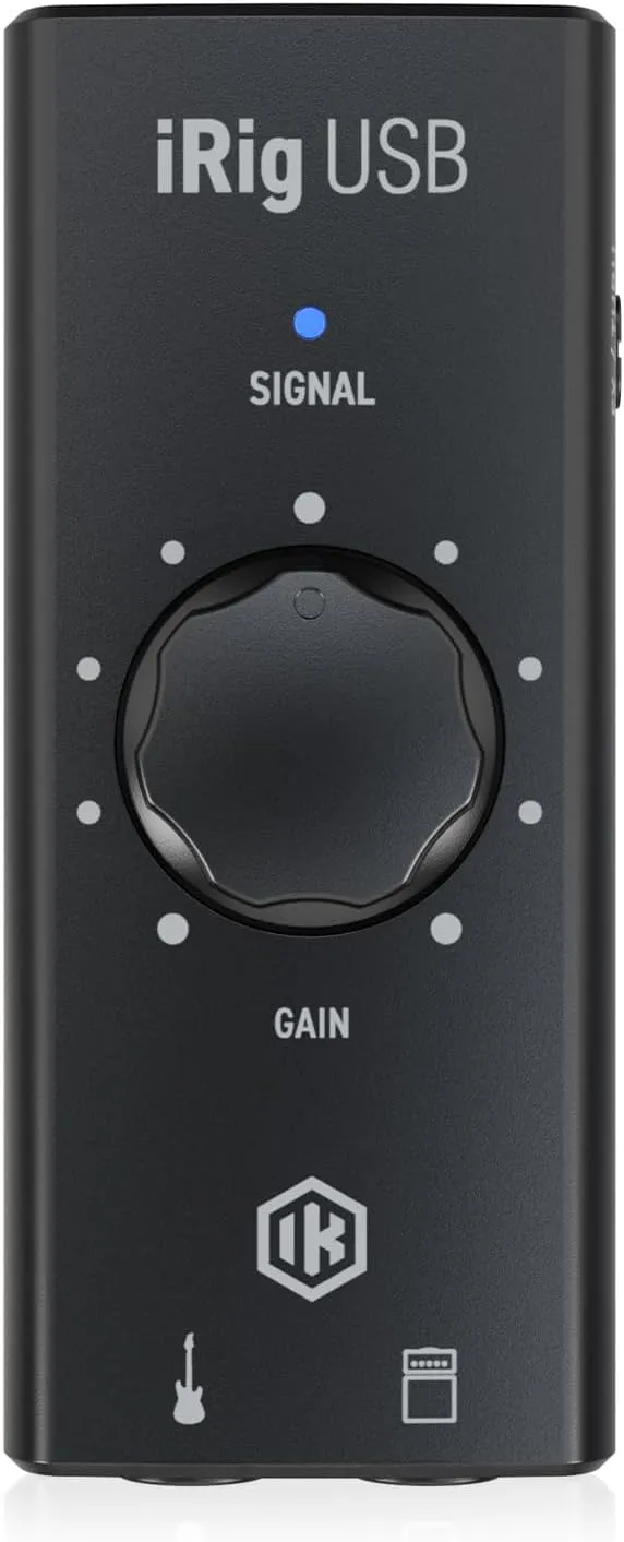 IK Multimedia iRig USB Guitar Audio Interface - 24-bit 48 kHz Music Recording Studio Equipment Include USB C Cable For iPad, Mac And PC, Guitar Accessories, Recording Device