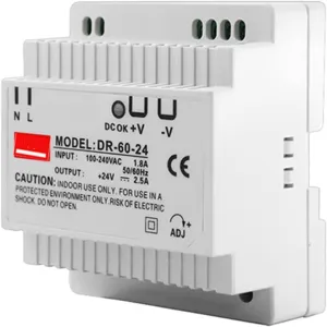 INFRI DIN Rail Switching Power Supply DR-15W 30W 45W 60W Single Output 5V 12V 24V AC DC Converter Power Switch Input 110/240VAC (Size : 24V, Color : 30W)