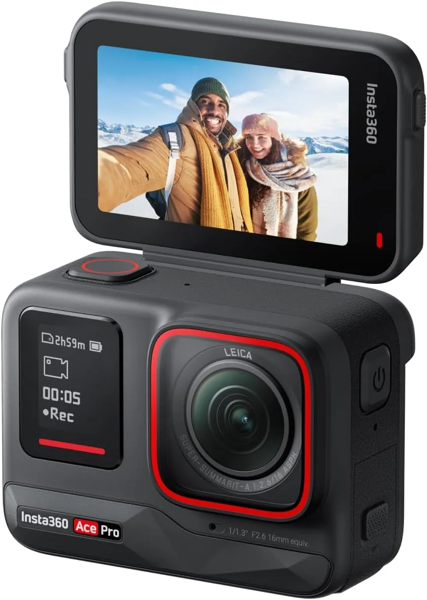 Insta360 Ace Pro - Waterproof Action Camera Co-Engineered with Leica, Flagship 1/1.3" Sensor and AI Noise Reduction for Unbeatable Image Quality, 4K120fps, 2.4" Flip Screen & Advanced AI Features