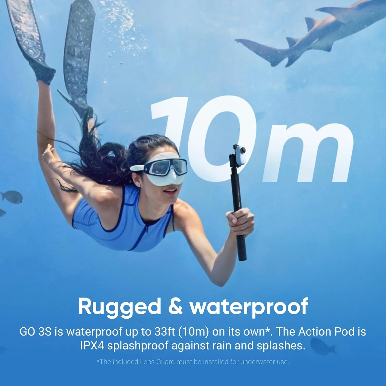 Insta360 GO 3S - 64 GB White 4K Tiny Portable Vlogging Camera, Hands-Free POVs, Mount Anywhere, Stabilization, 140 Min Battery Life, 10m Waterproof, Pet POV